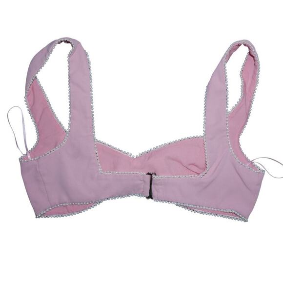 Finesse XS Pink Pearl Trim Crop Top – Bow Detail – Y2K Party Bralette - Picture 4 of 7